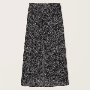 Abercrombie & Fitch Dotted Black + White Midi Slip Skirt NWT